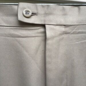 Saddlebred Dress Pants Mens 36x30 Beige Expander Waist Flat Front Straight